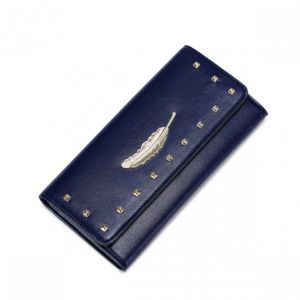 NUCELLE Długi portfel z piórkiem Granatowy