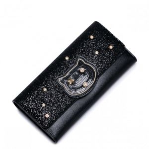 JUST STAR Piękny zgrabny portfel Czarny