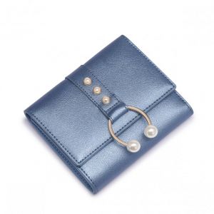 NUCELLE Krótki metaliczny portfel niebieski